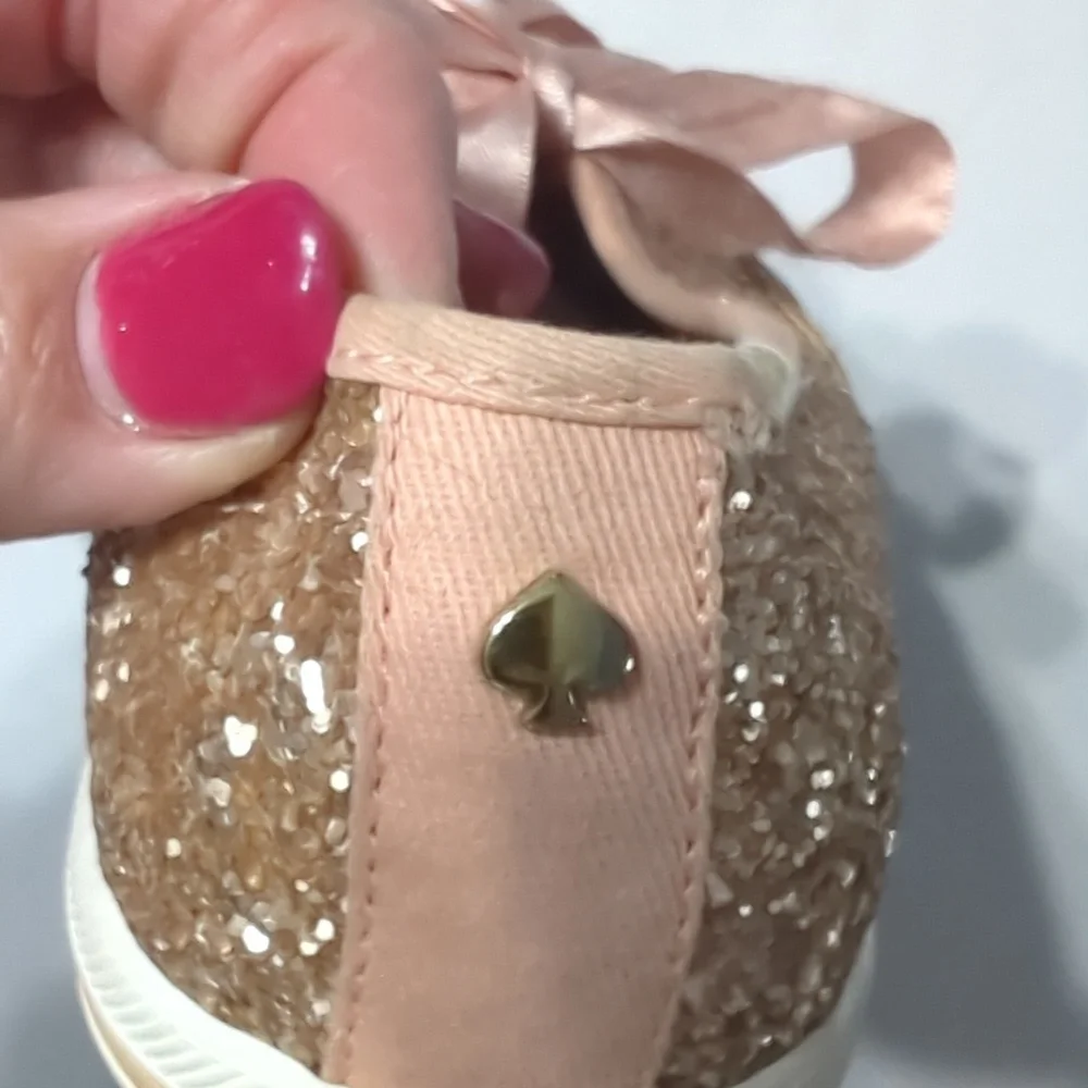 Kate Spade x Keds Women's Sneakers Rose Gold Pink Glitter Lace Up Sneakers sz 6‎